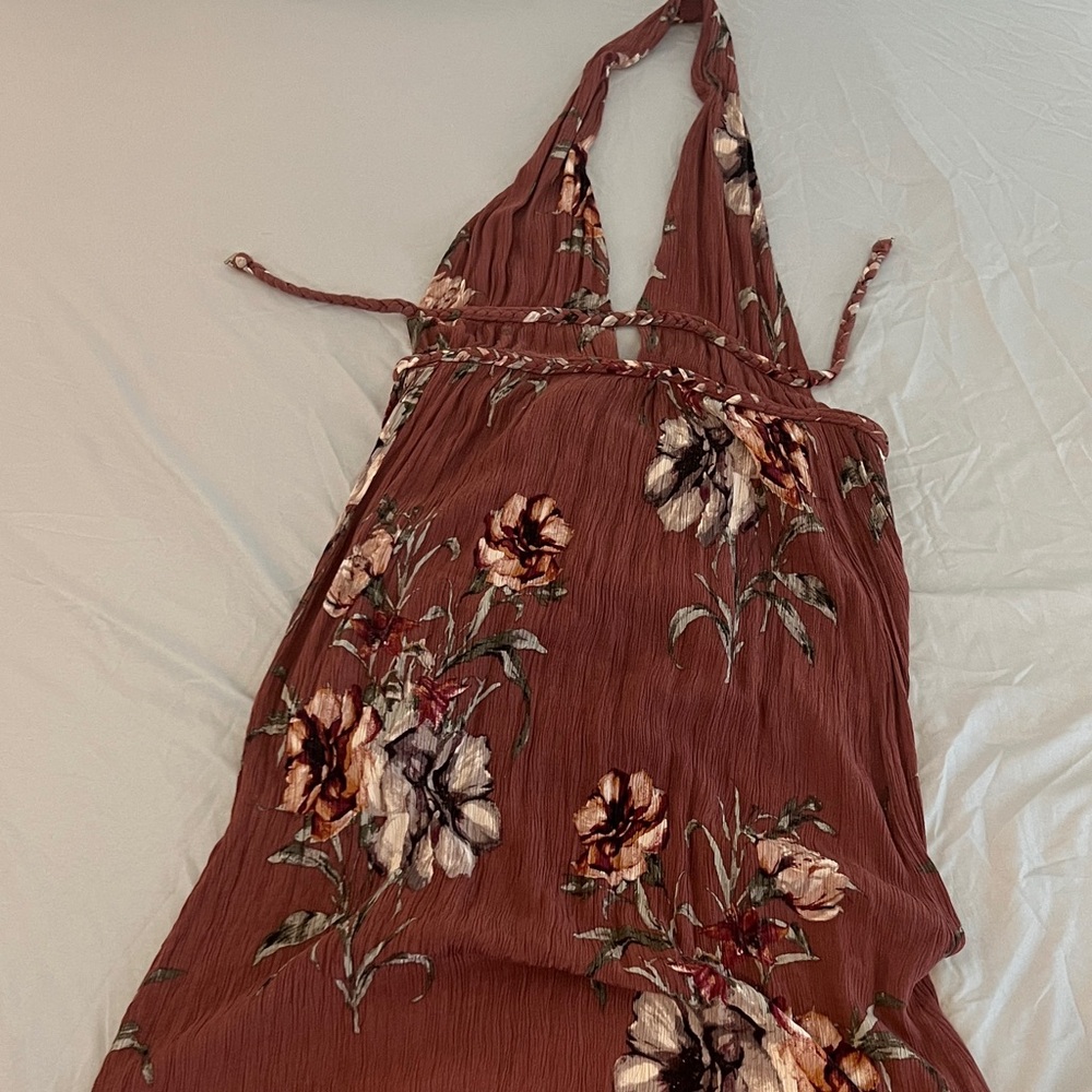 ILLA ILLA Brown Floral Halter Dress